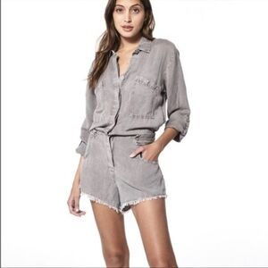 Young Fabulous & Broke Denim Light Gray Short Overalls